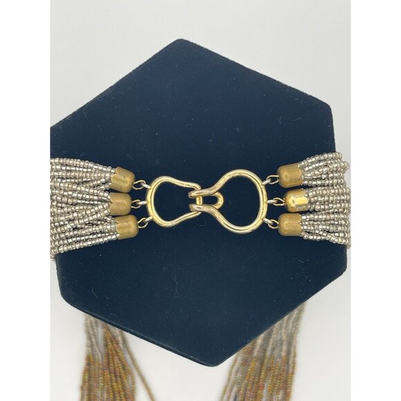 Waterfall Multi Strand Seed Beads Necklace 27" End To End - Picture 7 of 8